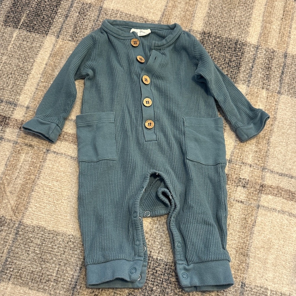 Blue Button-Up Baby Romper